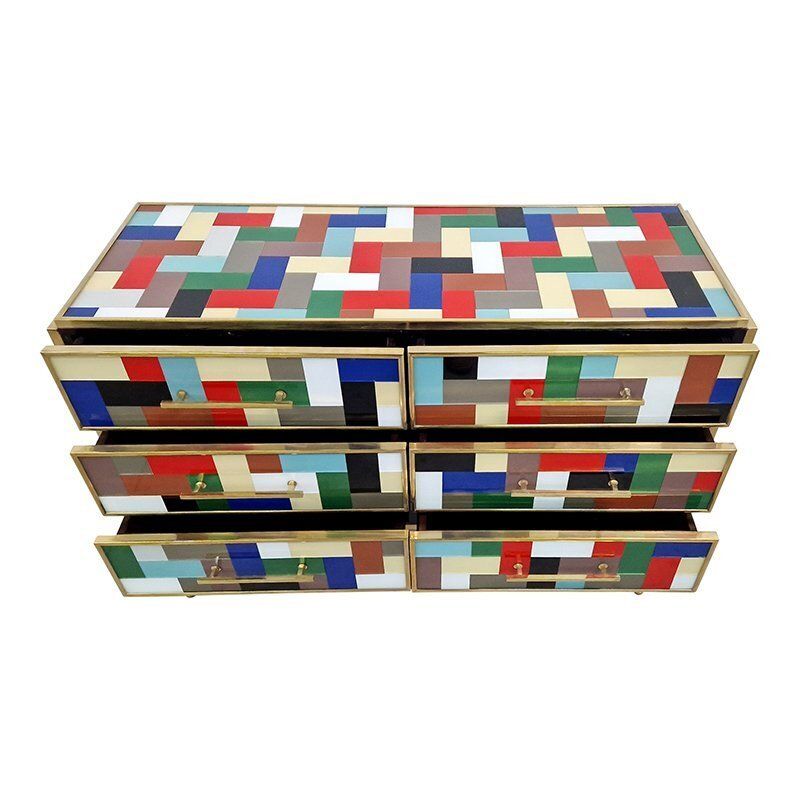 Dresser In Multicolored Murano Glass, 1980s photo Furniture