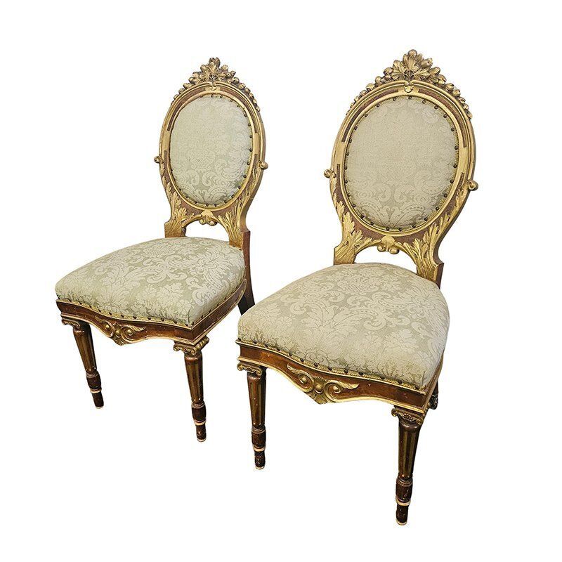 Chairs In Lacquered And Gilded Wood, 1960s, Set Of 4 photo vinterior