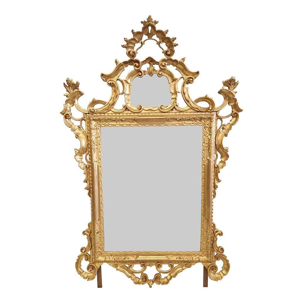 Large Louis XV Mirror In Carved And Gilded Wood, 1940s photo buy