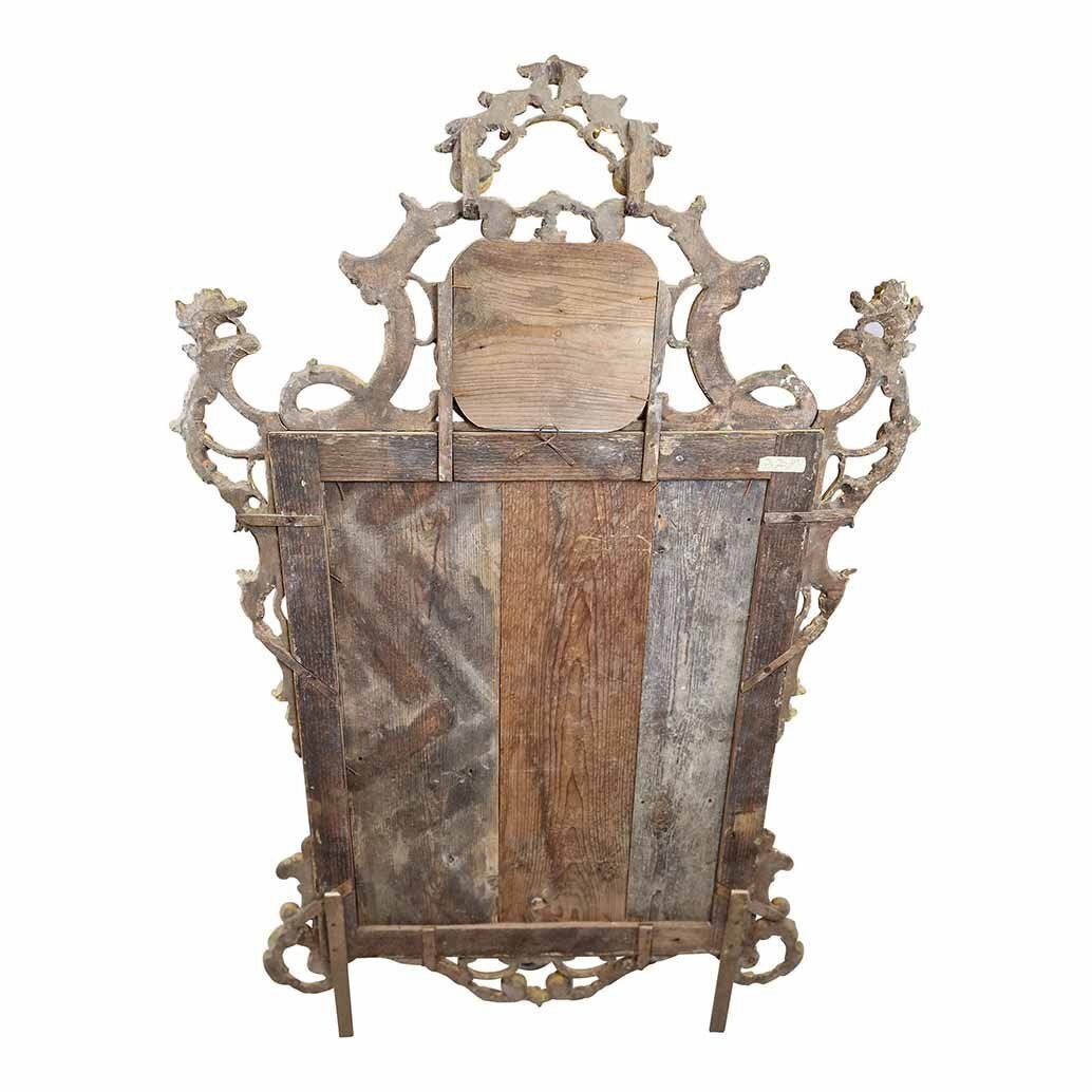 photo furniture Large Louis XV Mirror In Carved And Gilded Wood, 1940s