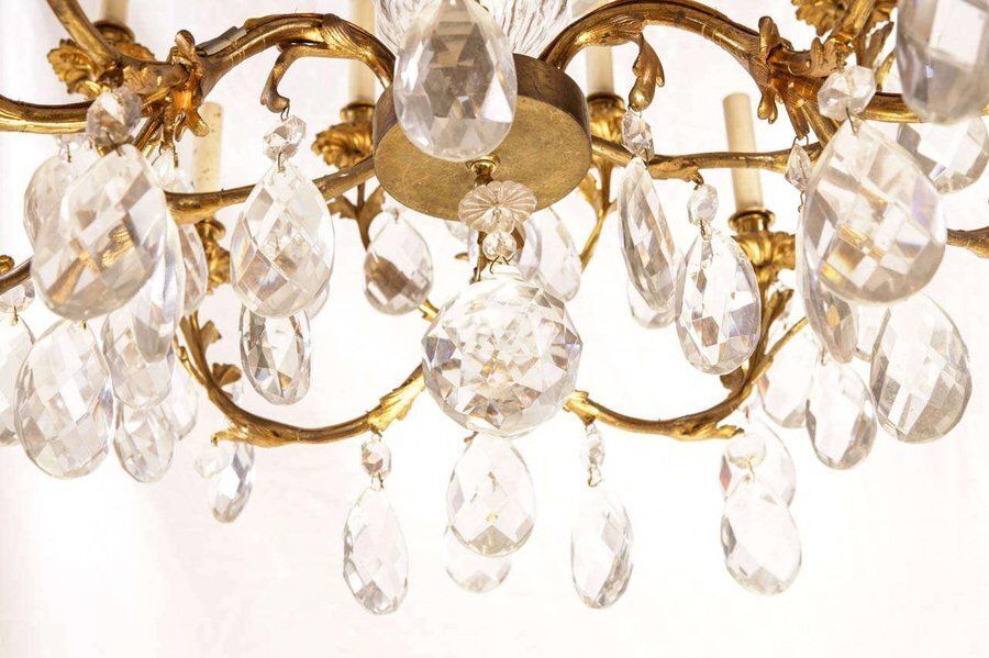 French Gilt Bronze And Cut Glass 14 Light Chandelier, 19th Century photo for sale