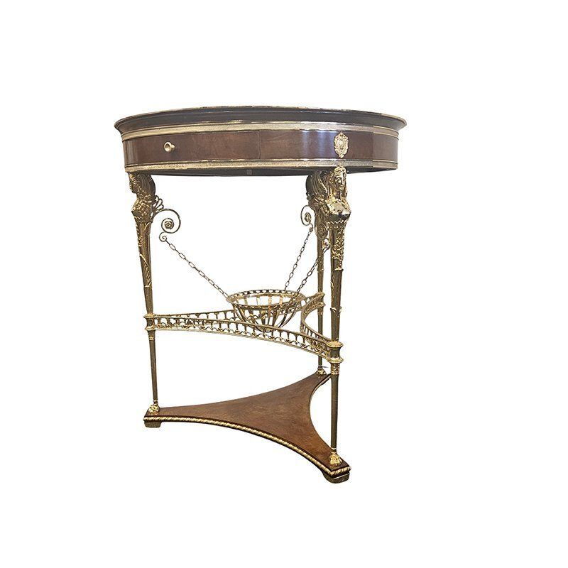 Gueridon In Mahogany And Gilded Bronze, 1960s photo for sale