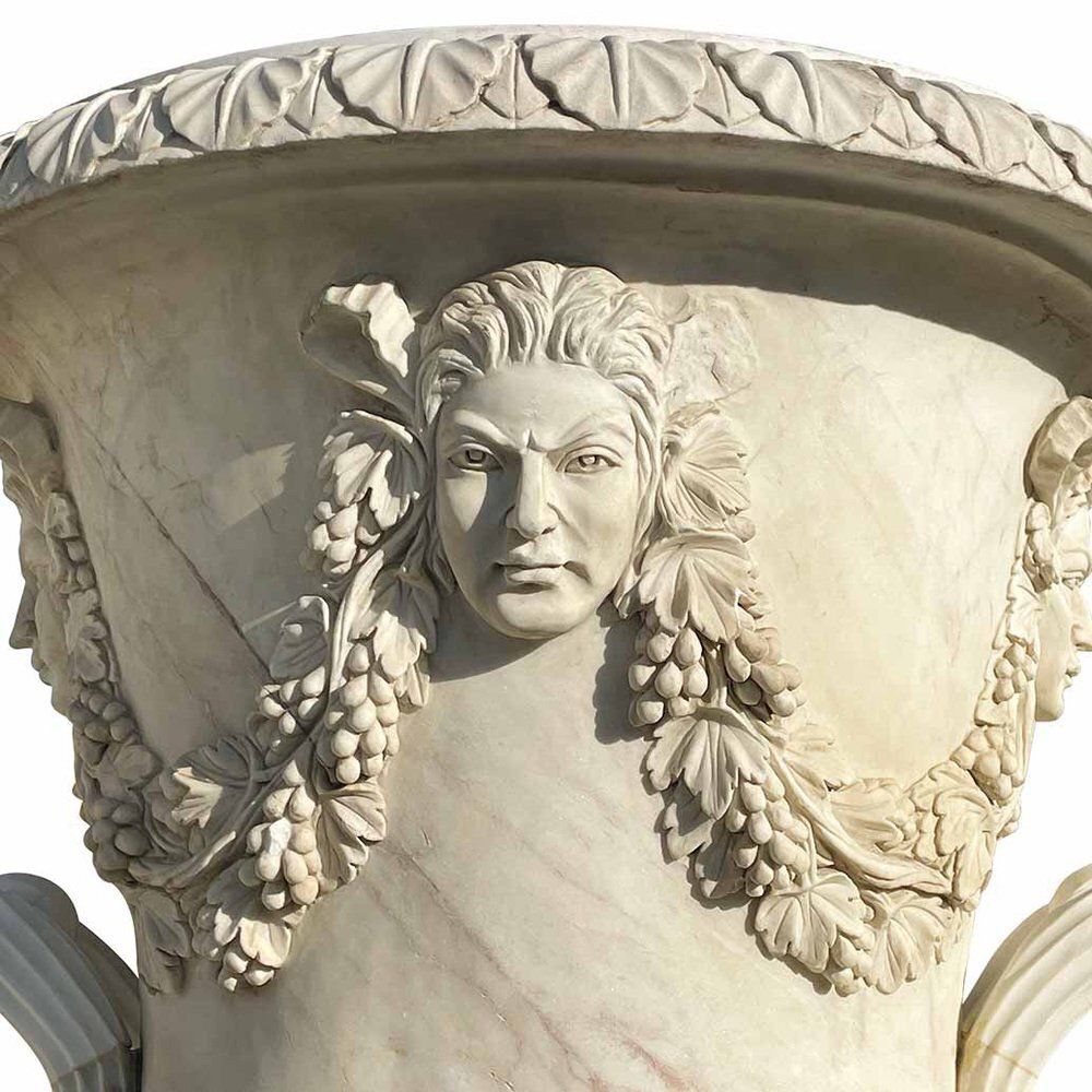 Large White Marble Garden Vases, 1980s, Set Of 2 photo vinterior