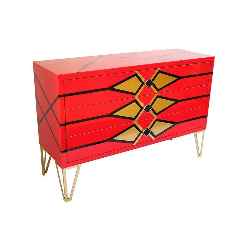 Chest Of Drawers With Geometric Pattern, 1980s photo for sale