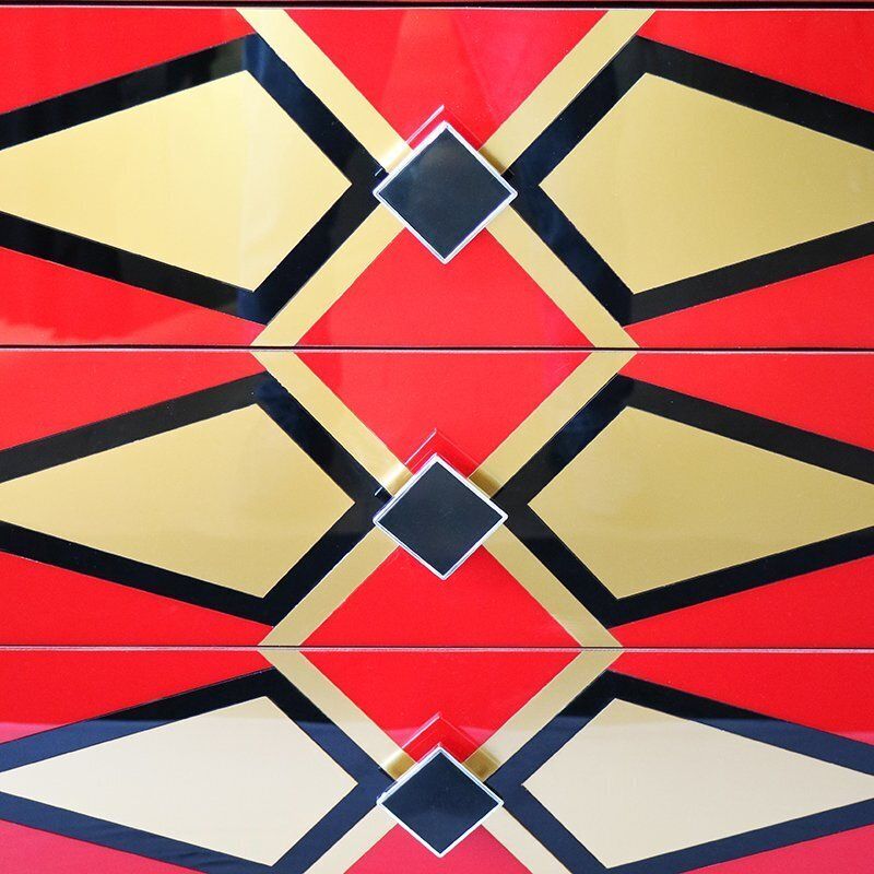 Chest Of Drawers With Geometric Pattern, 1980s photo buy