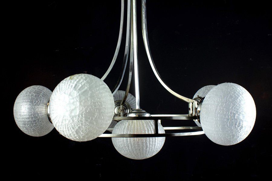 Chrome And Murano Glass Chandelier By Gino Sarfatti, 1960s photo buy