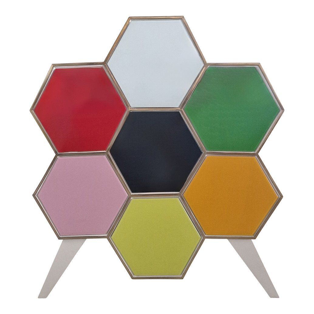 Honeycomb Chest Of Drawers In Colored Glass, 1980s