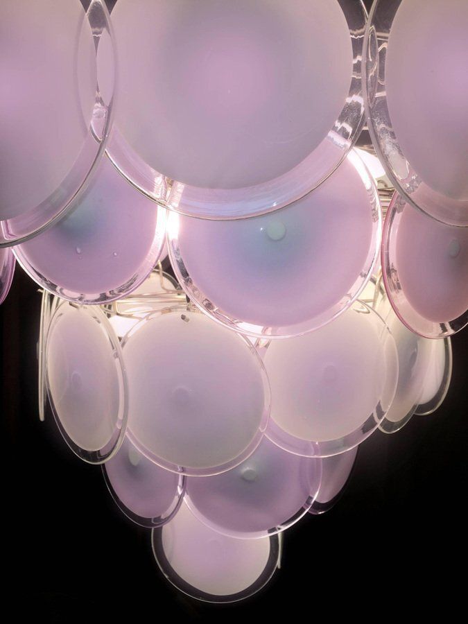Pink Murano Glass Disc Chandelier, Italy, 1970s photo 3334.0