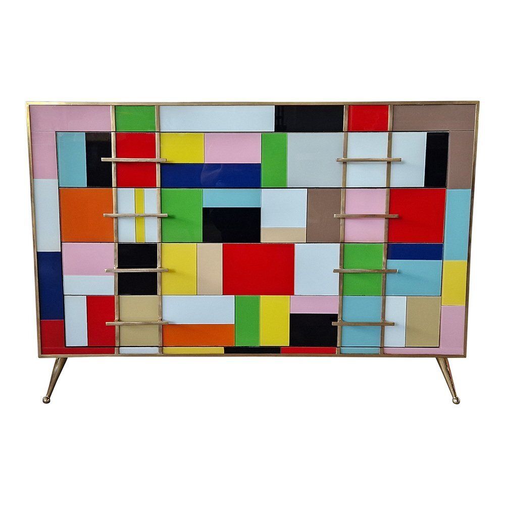 Dresser With 4 Glass Drawers, 1980s