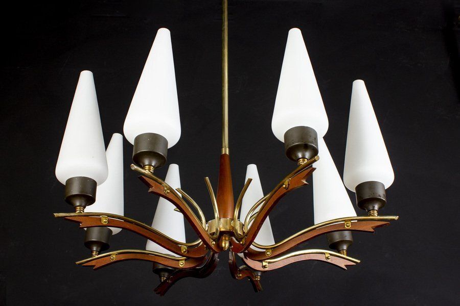 Lighting Mid Century Murano Glass Chandelier From Stilnovo, Italy, 1958 photo