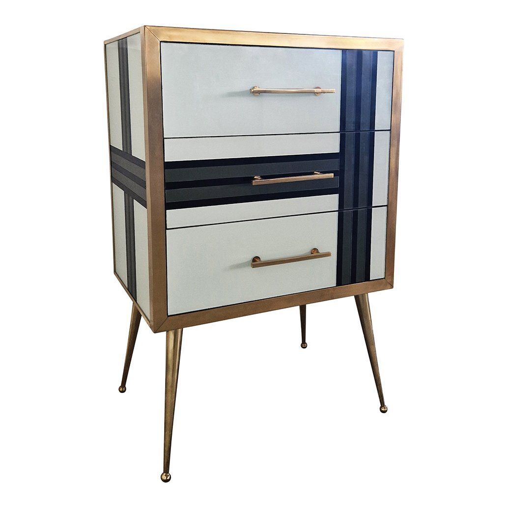 Three Drawer Glass Chest Of Drawers, 1980s photo for sale