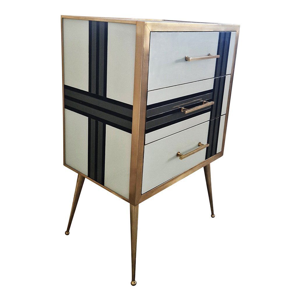 Three Drawer Glass Chest Of Drawers, 1980s photo Furniture