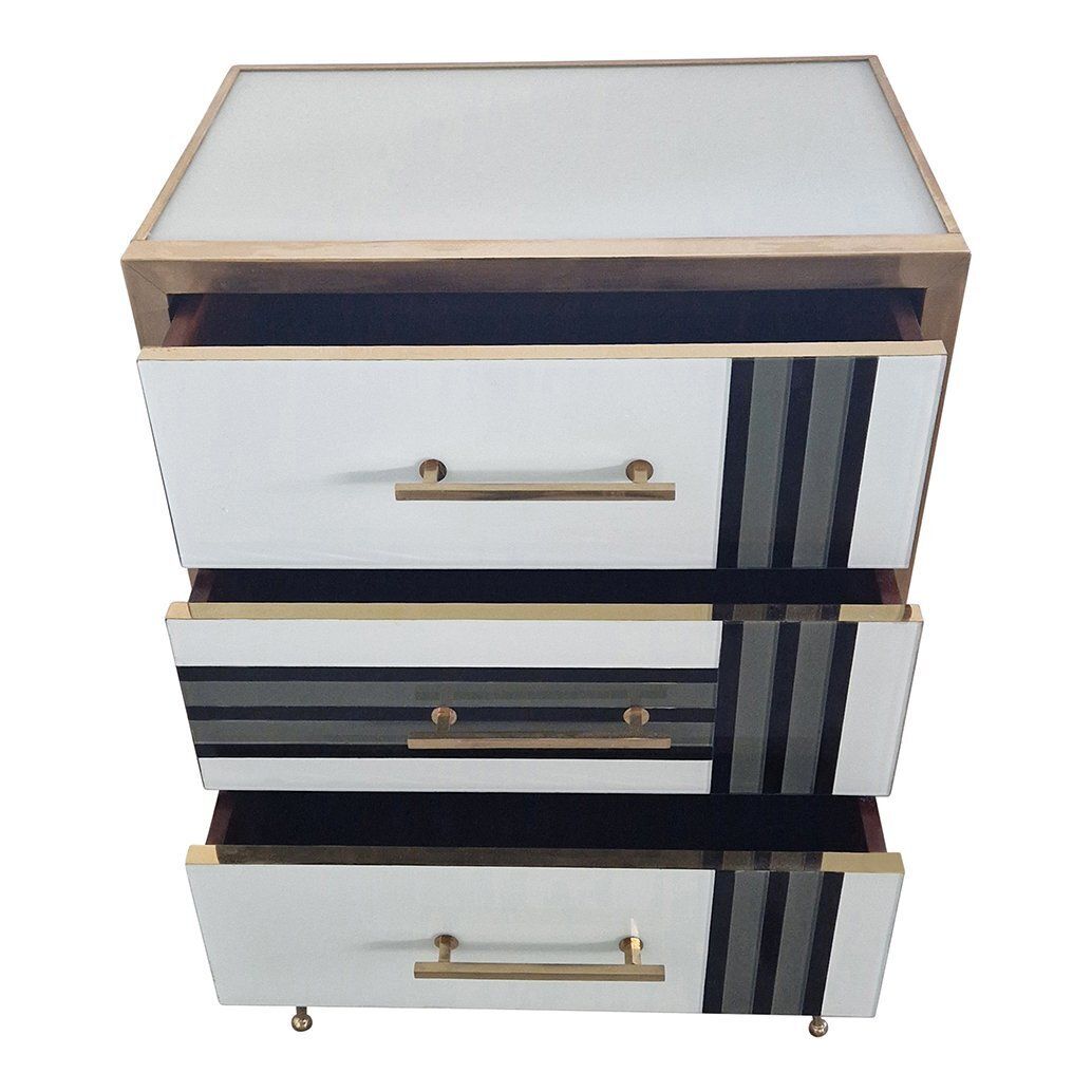 Three Drawer Glass Chest Of Drawers, 1980s photo 4474.0