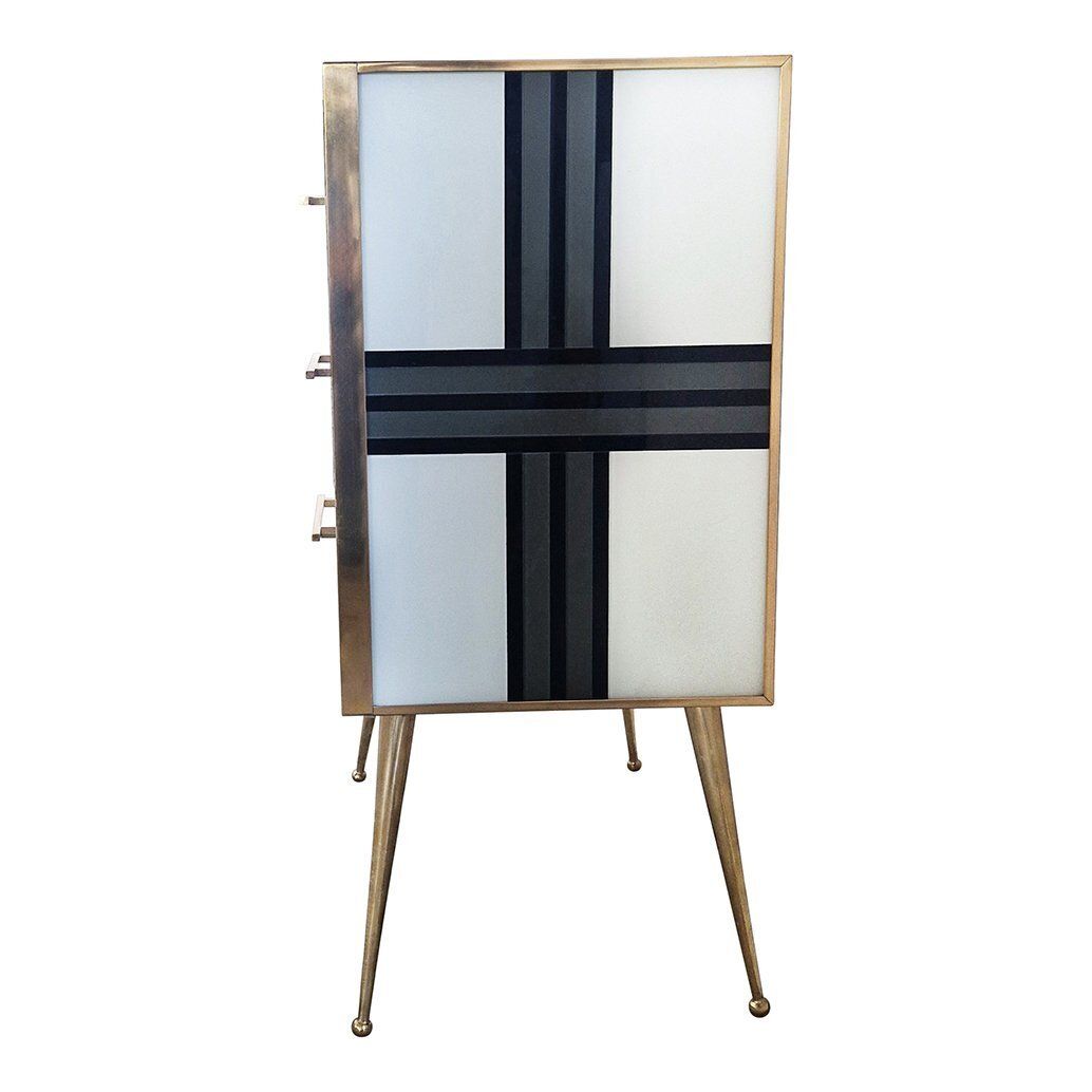 Three Drawer Glass Chest Of Drawers, 1980s photo buy