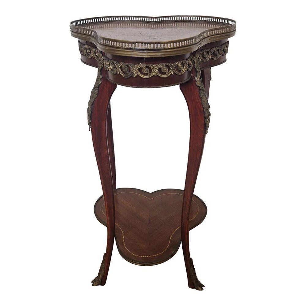Louis XV Guéridon Tripod Inlaid And Decorated In Gilded Bronze, 1980s
