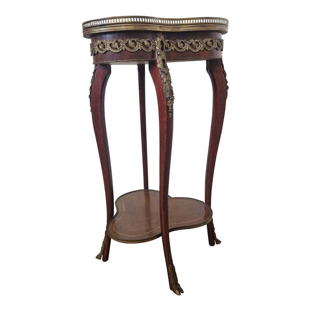 Louis XV Guéridon Tripod Inlaid And Decorated In Gilded Bronze, 1980s photo vintage