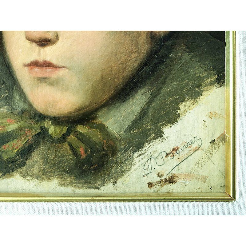 Pietro Bouvier, Portrait Of A Boy, 1890s 1910s, Oil On Cardboard photo for sale