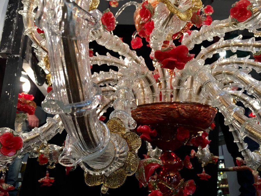Red And Gold Murano Glass Chandelier, 1980s photo buy