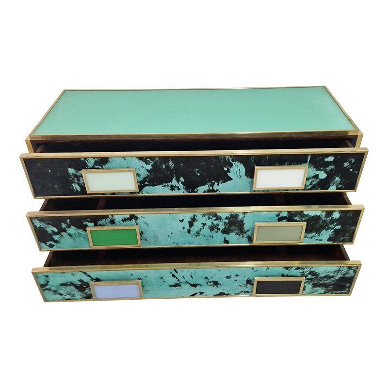 Three Drawer Glass Dresser, 1990s photo 4919.0