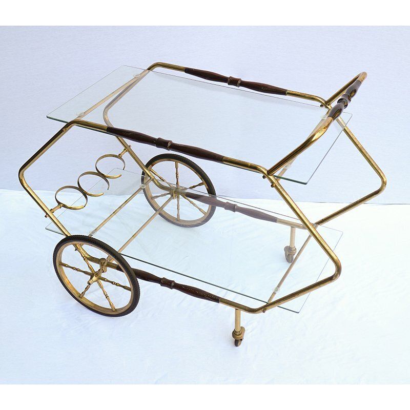 Bar Trolley With Glass Top, 1950s photo for sale