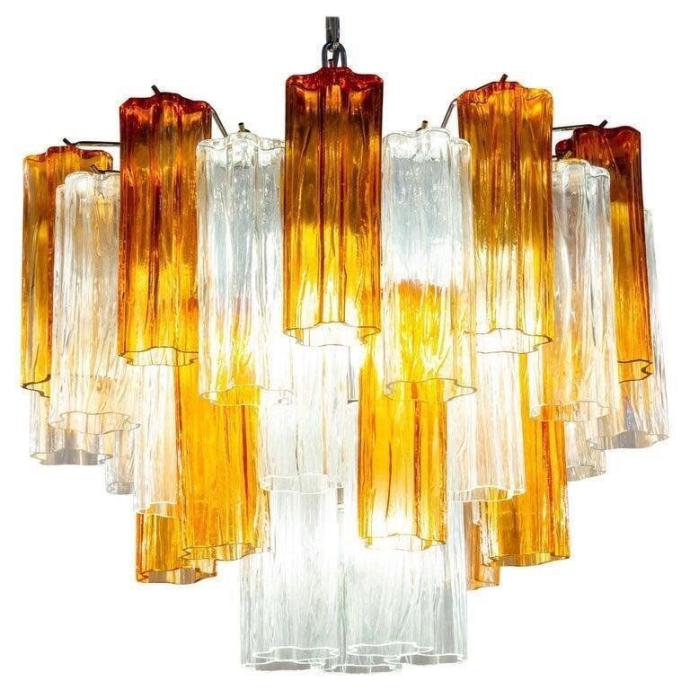 photo buy Gold And Clear Murano Glass Tronchi Chandelier, 1970s