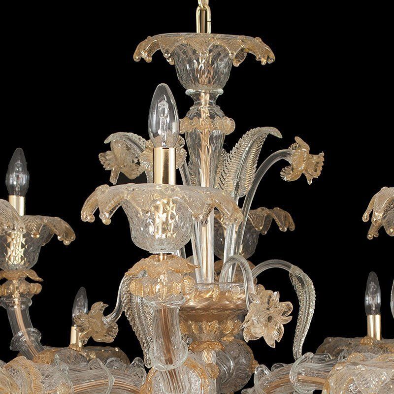 Rezzonico Chandelier In Crystal And Gold Murano Glass, 1950s photo 10842.0