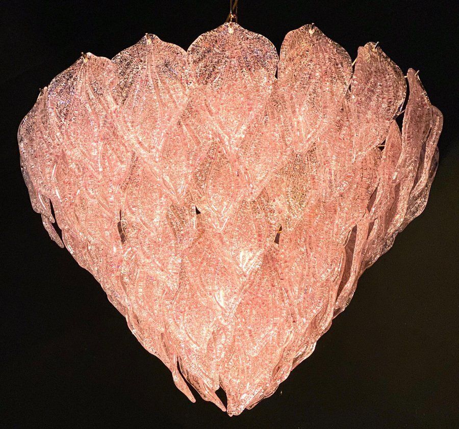 Pink Murano Glass Polar Chandeliers, Italy, 1970s, Set Of 2 photo for sale
