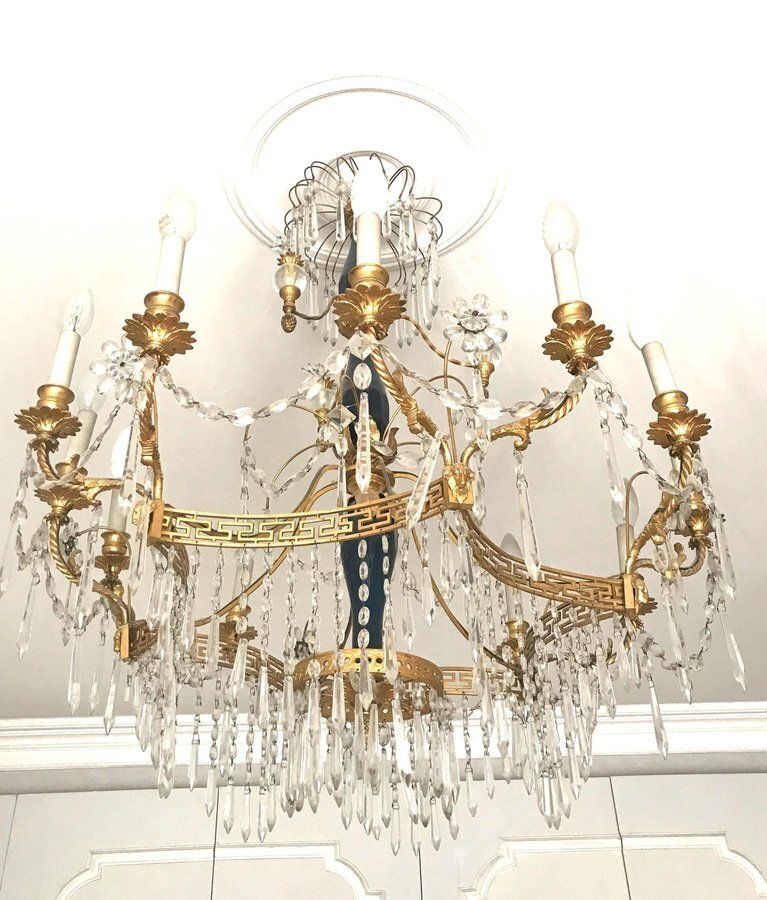 19th Century Neoclassical Baltic Crystal And Gilt Bronze Chandelier photo 12775.0