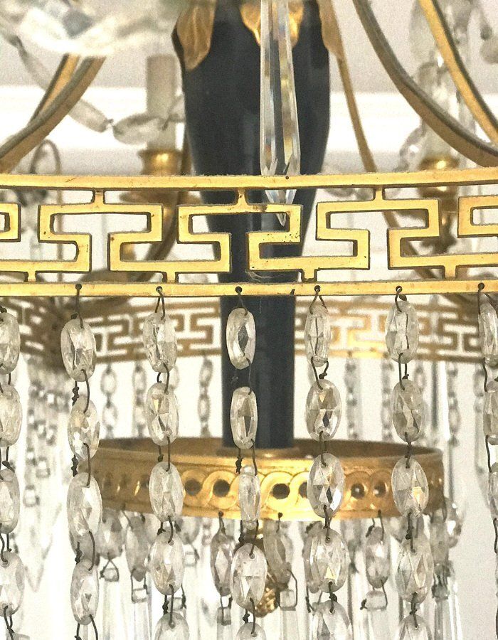 Lighting 19th Century Neoclassical Baltic Crystal And Gilt Bronze Chandelier photo