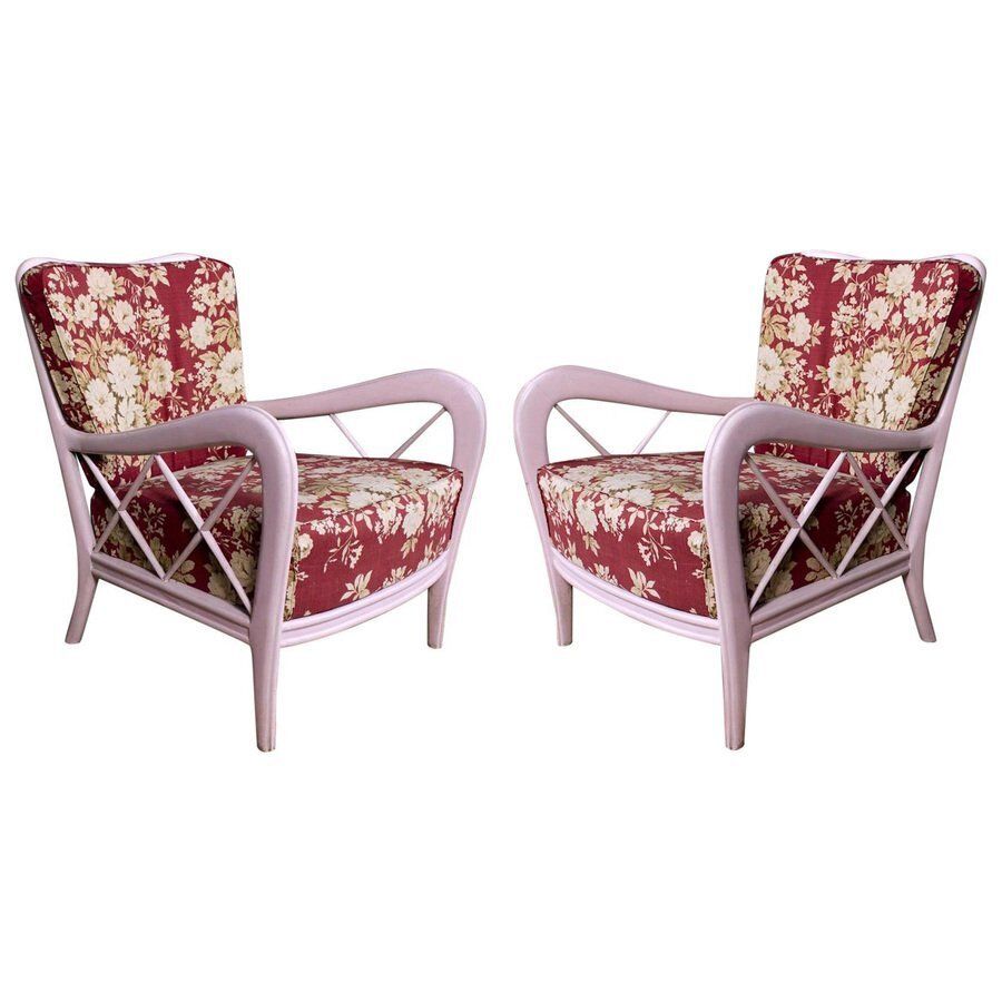 Mid Century Italian Pink Armchairs In The Style Of Paolo Buffa, 1950s