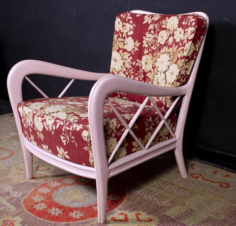 Mid Century Italian Pink Armchairs In The Style Of Paolo Buffa, 1950s photo vinterior