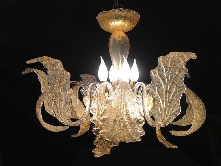 Gold Royal Chandelier By Barovier & Toso, 1980s photo Lighting