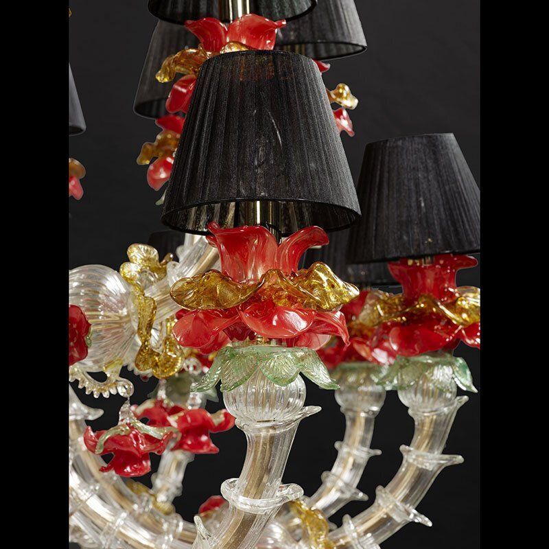 Rezzonico Chandelier In White Gold Red Murano Glass, 1950s photo buy