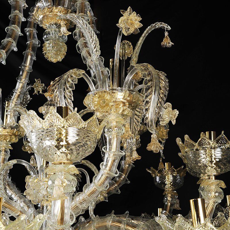 Gold Crystal Murano Glass Chandelier, 1980s photo Lighting