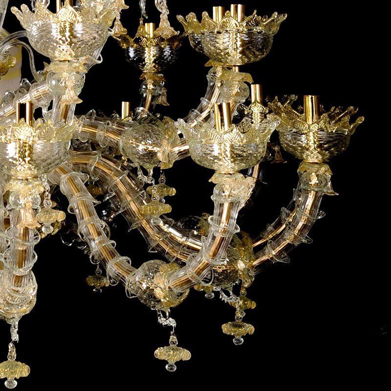 Gold Crystal Murano Glass Chandelier, 1980s photo buy