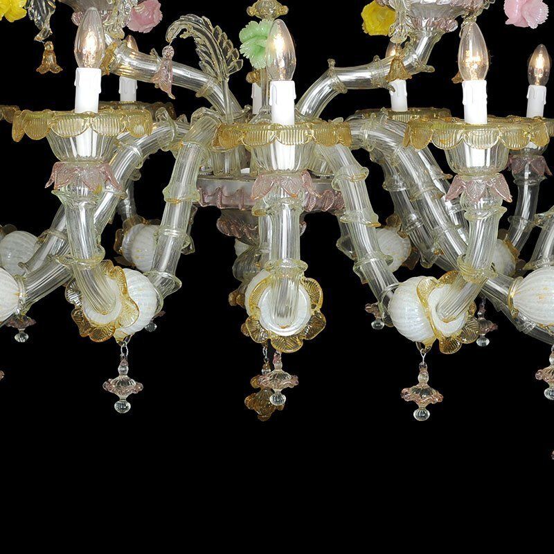 Rezzonico Style Murano Glass Chandelier, 1950s photo Lighting
