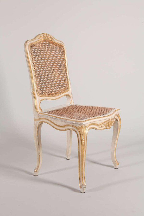 19th Century French Ivory Painted & Parcel Gilt Chairs, Set Of 6 photo for sale
