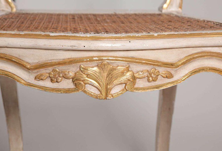 19th Century French Ivory Painted & Parcel Gilt Chairs, Set Of 6 photo vinterior