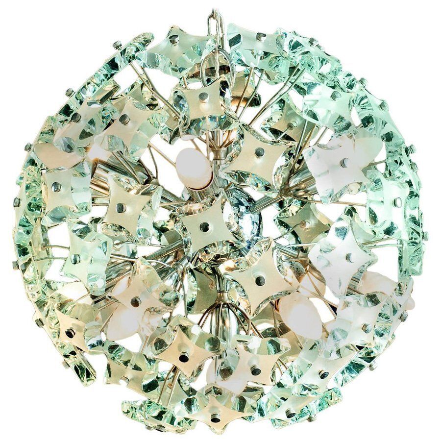 Mid Century Sputnik Cut Glass Pendant In The Style Of Fontana Arte, 1960s photo furniture