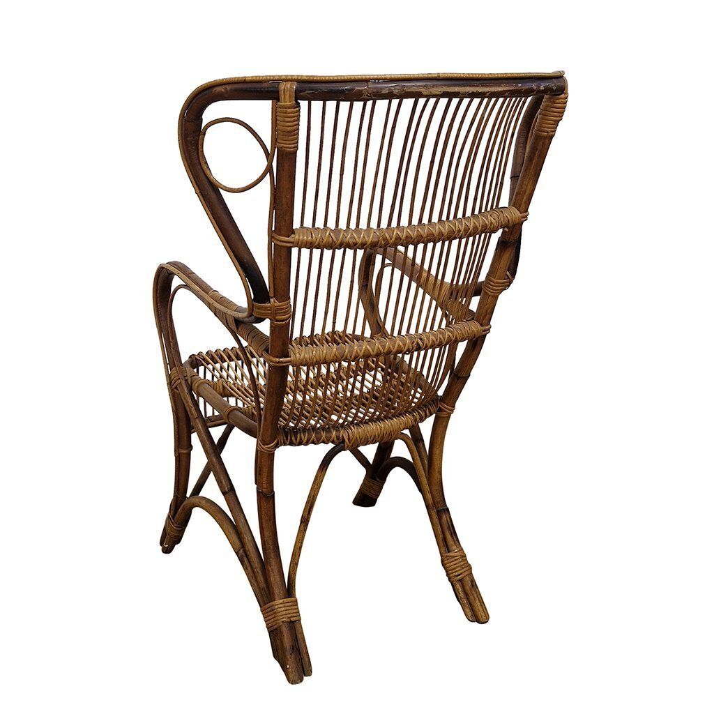 Bamboo And Rattan Armchair, 1950s photo for sale