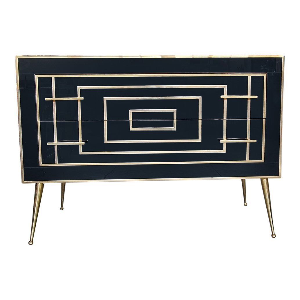 Dresser With Two Drawers In Black Murano Glass, 1980s