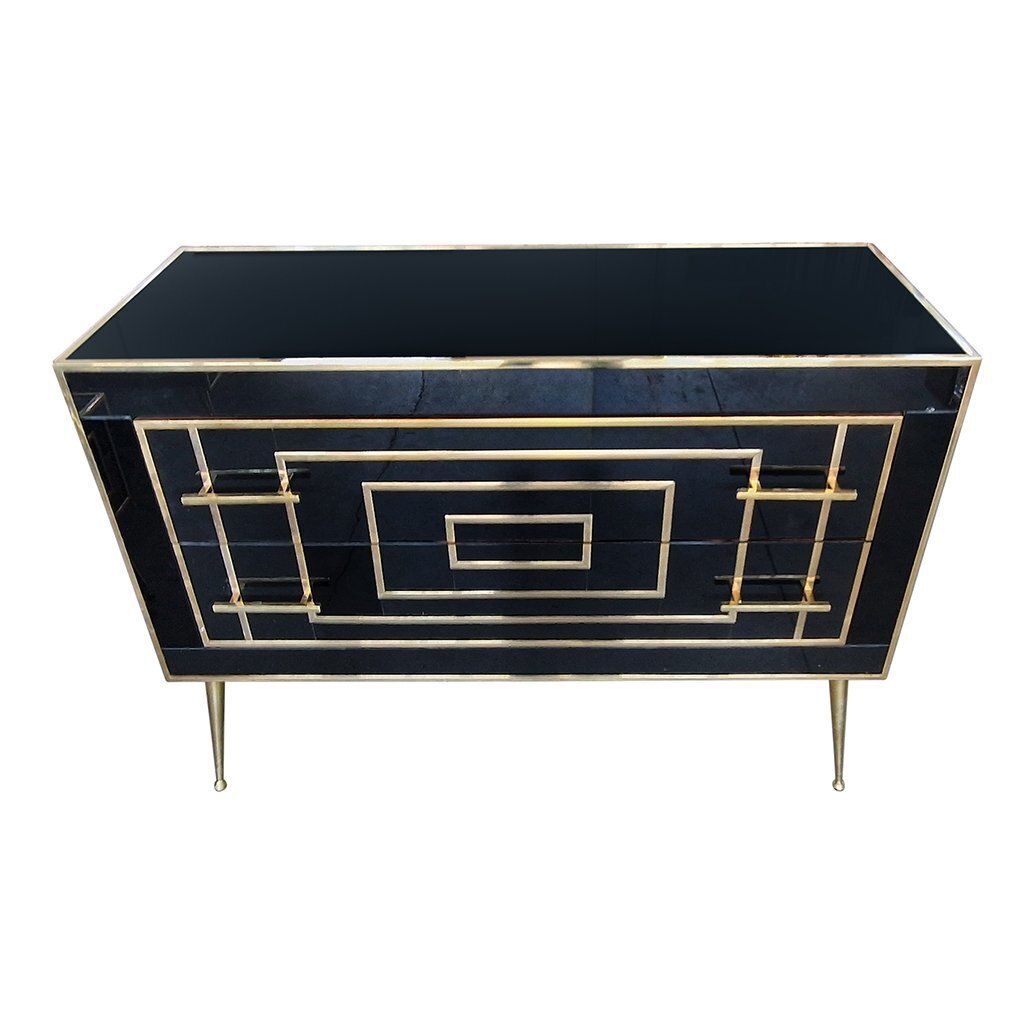 Dresser With Two Drawers In Black Murano Glass, 1980s photo for sale