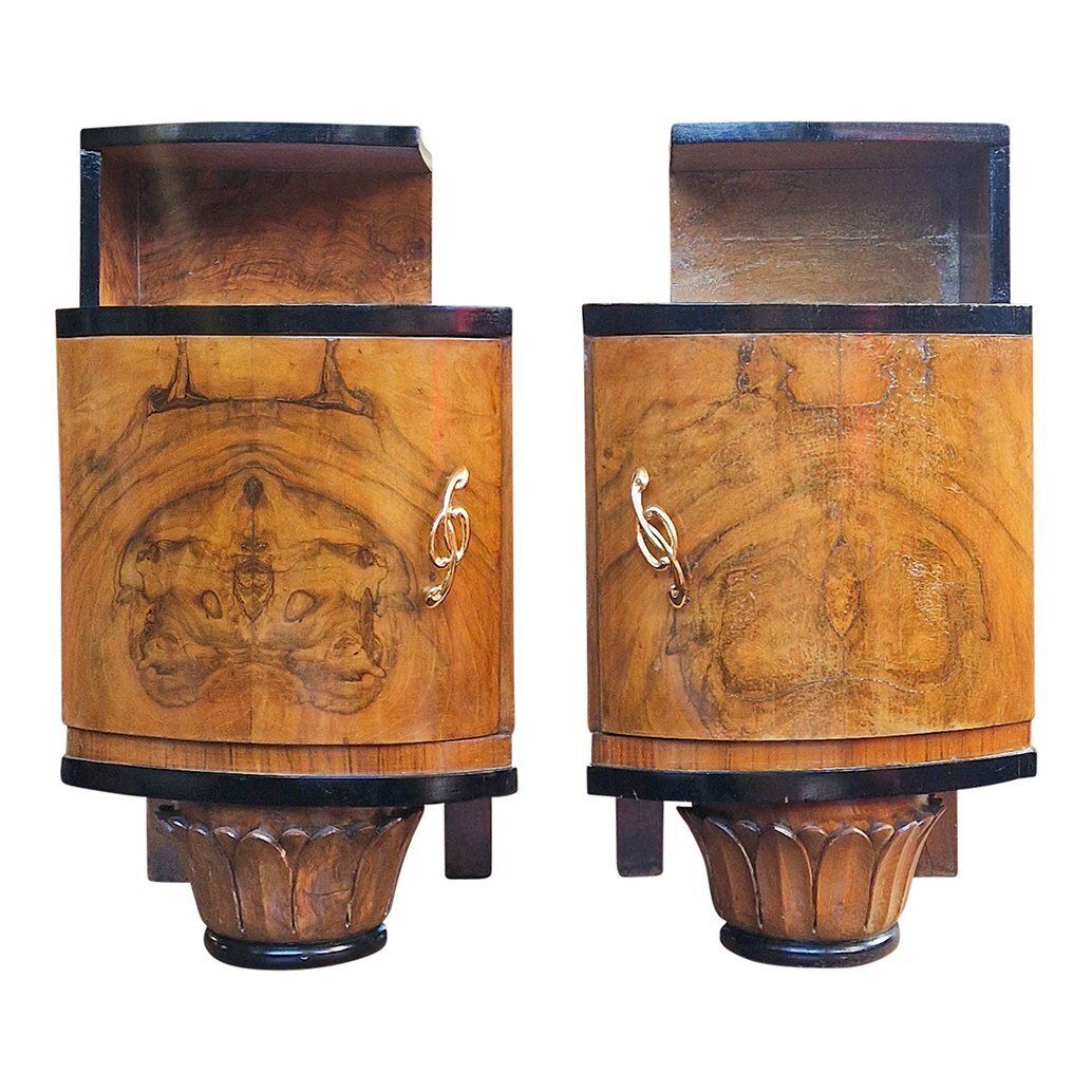 Art Deco Italian Bedside Tables, 1980s, Set Of 2