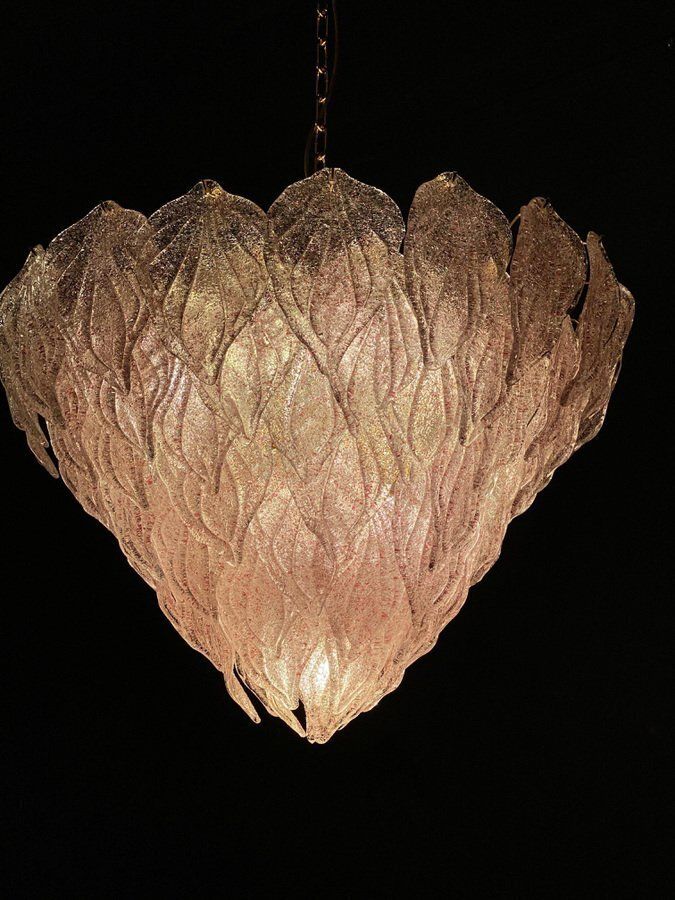 photo for sale Pink Murano Glass Polar Chandelier, Italy, 1970s