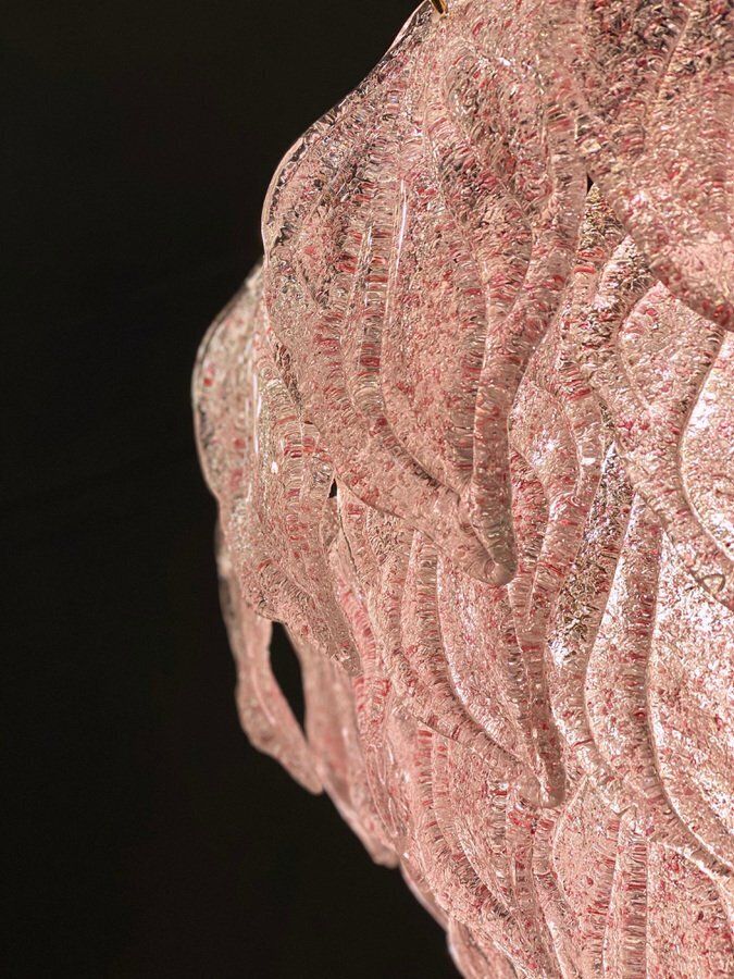 photo vintage Pink Murano Glass Polar Chandelier, Italy, 1970s