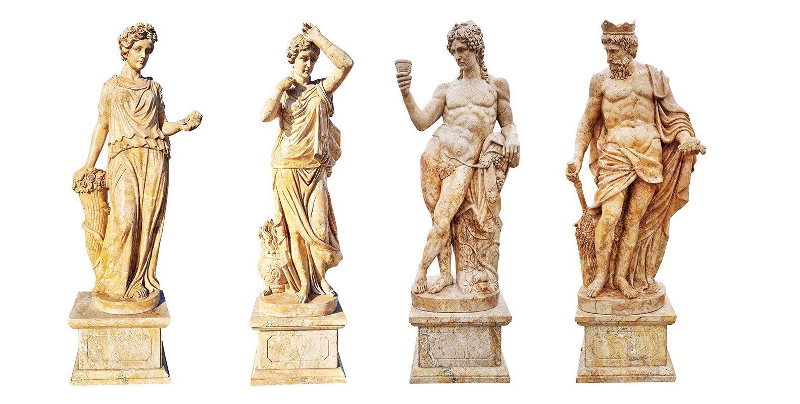 Italian Artist, Four Seasons Statues, Travertine, Set Of 4