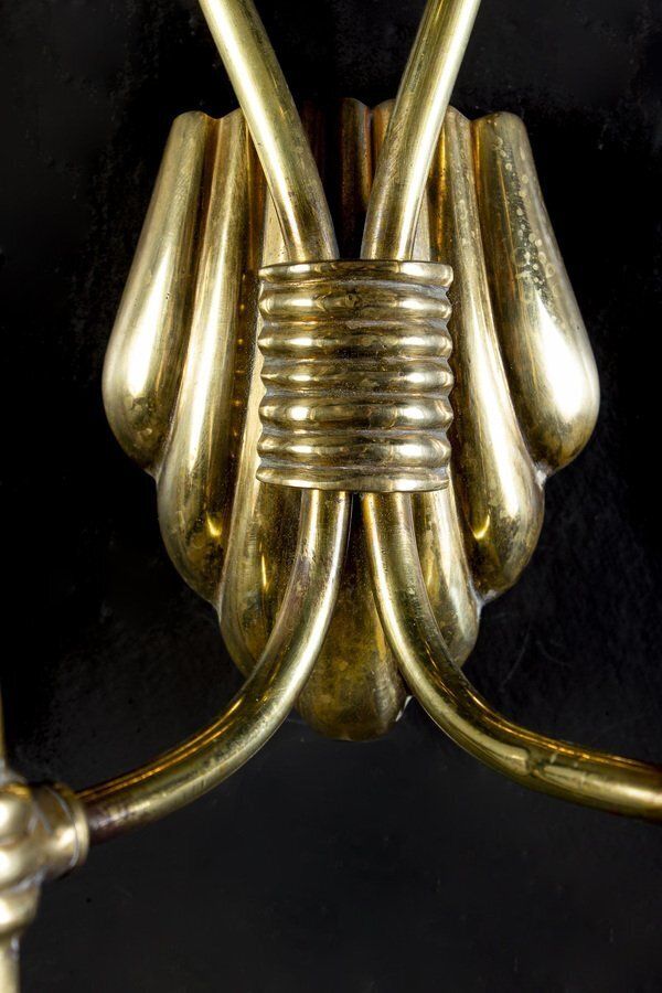 Set Of Mid Century Brass Sconces Or Wall Lights, Italy, 1940s photo vintage