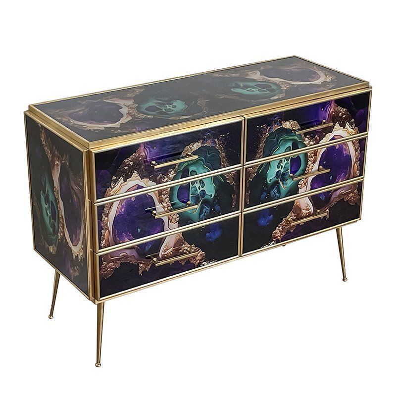Chest Of 6 Drawers In Multicolored Murano Glass photo Furniture
