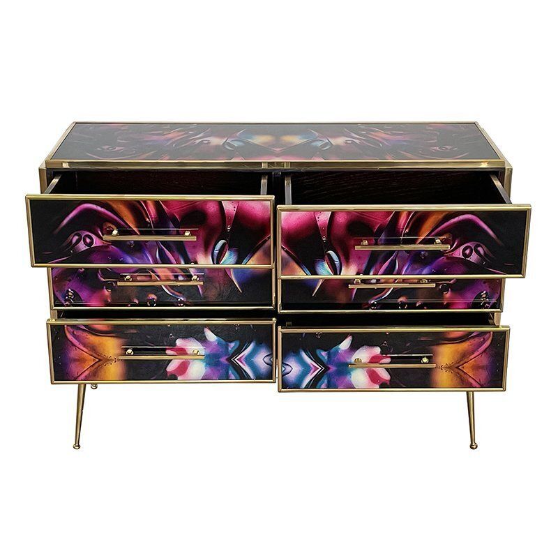 Chest Of 6 Drawers In Multicolored Murano Glass photo for sale