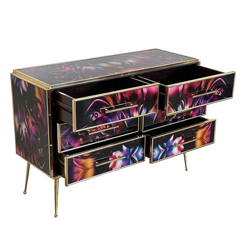 5585.0 Chest Of 6 Drawers In Multicolored Murano Glass photo